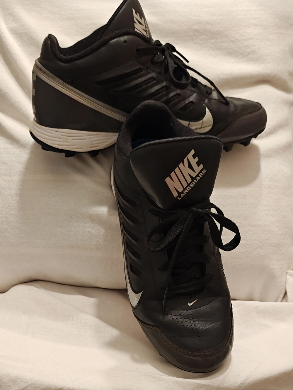 Nike Youth Black and White Athletic Football Cleats